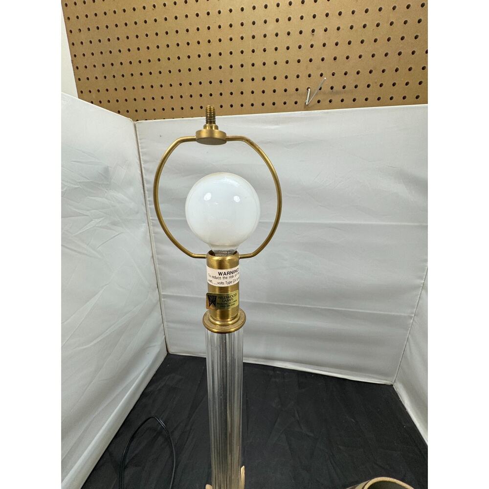 Vintage Wildwood Table Lamp Fluted Glass Column Brass Mid Century Modern MCM 22" - Picture 8 of 15